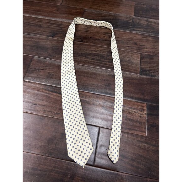 Egon Von Furstenberg Designer Tie Beige With Blue Red Circle Pattern Silk - Picture 6 of 8